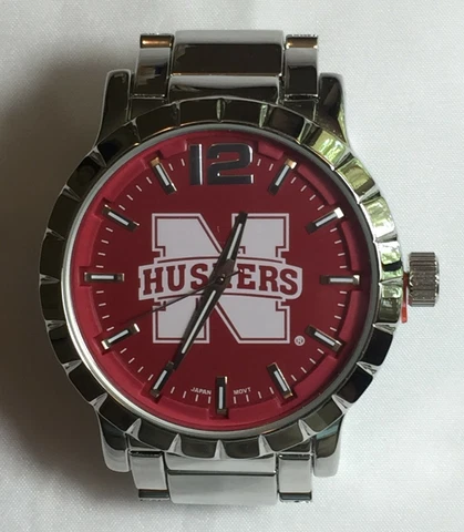 New Nebraska Cornhuskers Mens Watch, Bracelet, Metal, With Free Battery, NCAA Cover