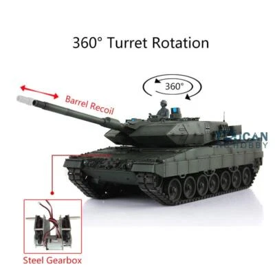 Henglong 1/16 Green 7.0 Leopard2A6 Barrel Recoil RTR RC Tank 3889 360° Turret - Image 1 of 4