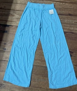 Pantaloni Fresh Produce XS Capris blu rayon pull on spiaggia gamba larga nuovi con etichette - Foto 1 di 8