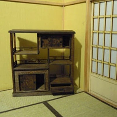 Cassapanca da tè in stile giapponese mobili giapponesi 1:12 casa delle... - Immagine 1 di 4