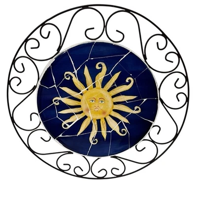 Mosaico azulejo sol rosto metal pergaminho arte de parede decoração pendurada 15" celestial - Imagem 1 de 4