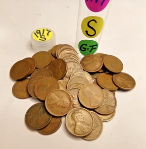 ONE ROLL 1917-S LINCOLN WHEAT PENNIES #2 - Picture 1 of 5