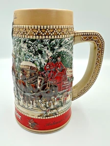 Budweiser Holiday Stein 1987 Clydesdales Winter Scene Collectible - Picture 1 of 8