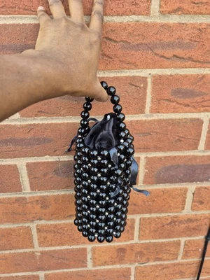 ​Handmade  Beaded Bag - Elegant Drawstring Clutch Purse with Handle - Image 1 of 4