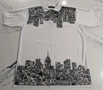 De Colección Y2K Coogi Skyline Bordado AOP Polo Para Hombres XL Calle Hip Hop Metálico Foto 1 de 4