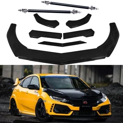 Front Bumper Lip Splitter Spoiler Glossy Black Body Kit For Honda Civic Sedan Foto 1 de 4