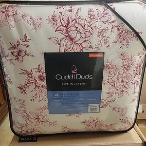 Cuddl Duds 4-teiliges schweres Flanell-Bettwäsche-Set HOLIDAY TOLE Größe Full/Queen - Bild 1 von 4