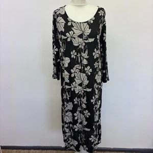 Vestido Gudrun Sjoden Talla Mediana Negro Estampado Floral Mangas 3/4 Bolsillos Modal - Imagen 1 de 9