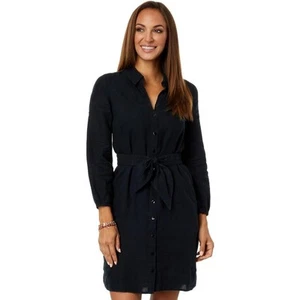 Abito donna Lilly Pulitzer nero laguna lino Bethanne lunghezza ginocchio nuovo con etichette 4 - Foto 1 di 12