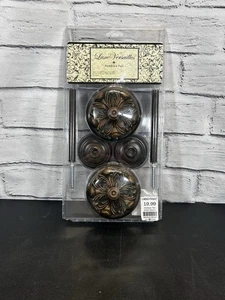 CURTAIN/DRAPERY/SCARF Holdback Pair Posts Guided Walnut Luxe Versailles NIP - Picture 1 of 2