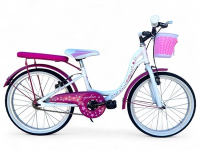 Bicicletta Bambina Da 6-8 Anni Bici 20" Con Cestino Bianca Rosa (1,20-135 M) - Immagine 1 di 4