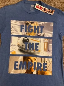 NWT Star Wars Disney Kids Blue Graphic T-Shirt Size Small "Fight The Empire" - Picture 1 of 5