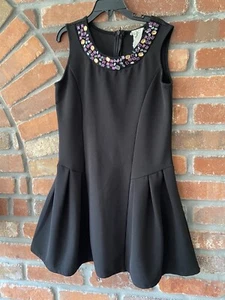 Kiddo Girls Kids Black Dress Purple Yellow White stone embroidered Size 12 - Picture 1 of 5