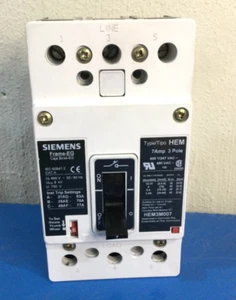 SIEMENS TYP HEM HEM3M007 RAHMEN-EG 7AMP 3POLIGER SCHUTZSCHALTER - Bild 1 von 5