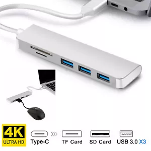 Adaptador 5 en 1 tipo C, con 3 puertos USB 3.0 adaptador lector de tarjetas SD/TF para Macbook - Imagen 1 de 7
