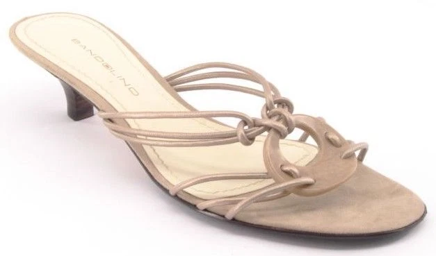 Nuevo BANDOLINO Mujer Beige Cuero Gatito Tacón Tirantes Deslizable Sandalia Zapato Foto 1 de 2