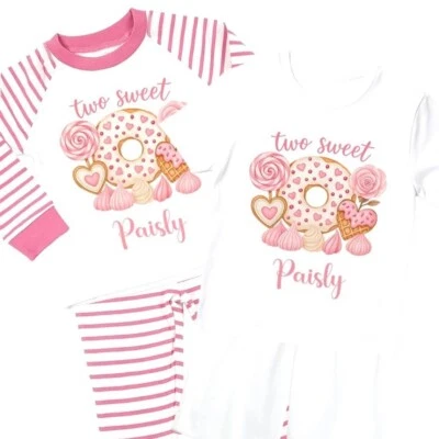HOOLAROO Personalised Two Sweet 2nd Birthday Pyjamas – Custom Cotton PJs for Kids