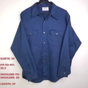 Vintage 60s Big Yank XL Blue Long Sleeve Button Up Permanent Press Union Made - Picture 1 of 17
