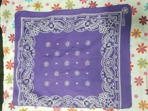 Vintage Purple All Cotton Fast Color Square Bandana RN 13960 irregular - Picture 1 of 5