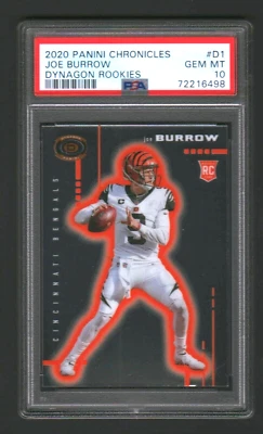 JOE BURROW 2020 CHRONICLES DYNAGON ROOKIE RC #D1 PSA 10 GEM MINT! BENGALS LSU [| - Image 1 of 2