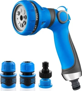 Hose Pipe Spray Gun, Upgrade Garden Gun,8 Adjustable Watering Patterns BLUE- NEW - Picture 1 of 7