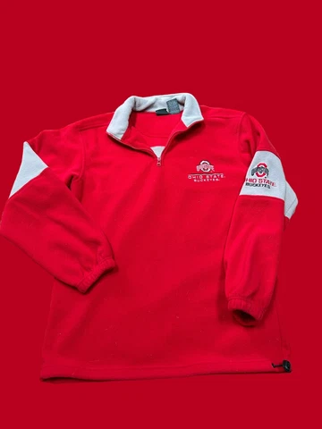 Ohio State Buckeyes Red Spell Out VTG 1/4 Zip Pullover Sweatshirt Medium Cover