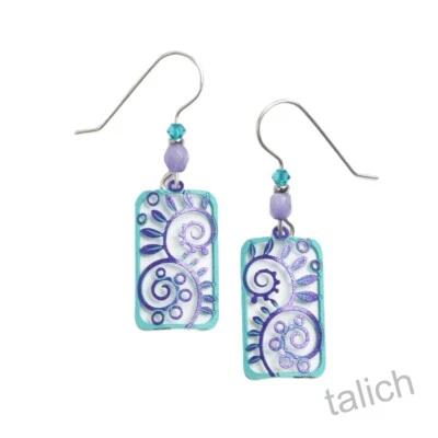Adajio Earrings Cutout Leaves and Vines in Purple and Teal Handmade Unique Gift - Image 1 of 4