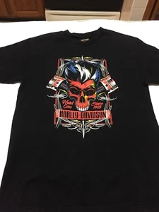 Harley Davidson Mens Graphic Tee Shirt Black Size L - Picture 1 of 7