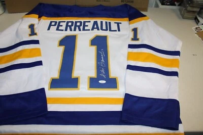 BUFFALO SABRES GILBERT PERREAULT ROAD Stitched Autographed Custom JERSEY HOF JSA - Image 1 of 3