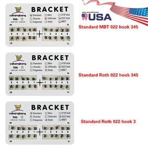 10Packs Dental Ortho Brackets Braces Standard Roth/MBT Slot.022 345/3HOOKS TX. - Picture 1 of 15