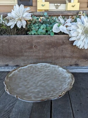 Vintage WMF-IKORA Germany Silver Plate Oval Serving Tray w/ Brushed Finish #6513 — 第 1/4 张图片