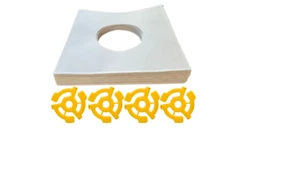 25 White Paper Sleeves for 7" Vinyl Records + 4 Yellow 45 RPM Adapters - Picture 1 of 3