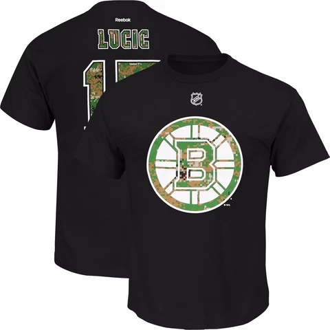 Milan Lucic Boston Bruins NHL Reebok Men's Black Camo Jersey T-Shirt Cover