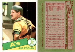 Jim Essian 1985 Topps Baseball Card 472  Oakland Athletics