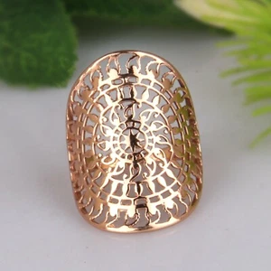 Designer Rose Gold Plated 925 Silver Minimalist Mandala Rings For Girls - Picture 1 of 4