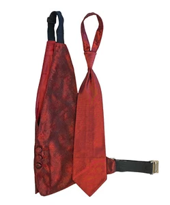 Boys Size Red Tuxedo Vest with Tie Adjustable Open Back Wedding Ring Bearer - Picture 1 of 4