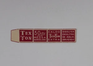 VINTAGE ROSSO GOFFRATO BARCELLONA TEXTON ZUPPA BRODO CUBETTI ED ETICHETTE ISTRUZIONI - Foto 1 di 3