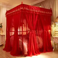 Summer Netting For Bed Luxury Mosquito Net Bed Canopy Curtain & Frames Red Color