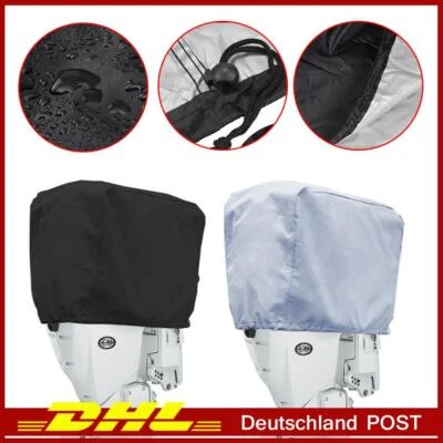 Wasserdicht Schutzhülle Abdeckhaube Außenborder 210D Schwarz/Grau Motorabdeckung - Bild 1 von 4