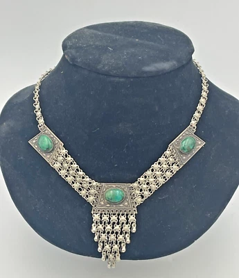 Старинный Израильский Эйлатский Камень Царя Соломона Филигранный Геометрический Винтажный - Изображение 1 из 4