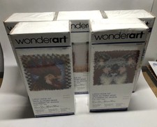 Lot of 5 Brand New Sealed WonderArt Latch Hook Kits - Chicken Koala Shaggy Star