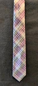 Men's Countess Mara Silver/Purple/Grey 100% Silk 3.5" Plaid 58" Tie EUC - Picture 1 of 3