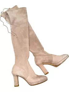Stuart Weitzman Boots Over the Knee Vidaland Dusky Pink Suede Size UK 4.5 - Picture 1 of 10