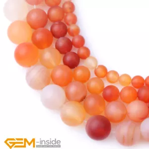 Red Carnelian Agate Natural Gemstones Frosted Round Beads Jewelry Making 15" AU - Bild 1 von 25