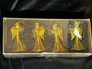 Pier 1 Set of 4 Gold Glass Angel Ornaments 2.5" Tall in Original Box - Picture 1 of 3
