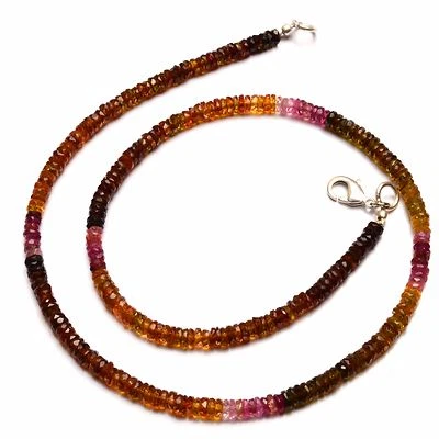 Natural Gem Super Quality Multicolor Tourmaline 4MM Facet Heishi Beads Necklace - Image 1 of 4