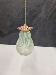 Plafoniera a sospensione vintage Art Nouveau vetro vaselina - marmorizzata satinata antica - Foto 1 di 15