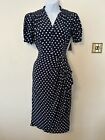 The Seamstress Of Bloomsbury Mabel Dress In Navy Polka Size 10 BNWT RRP £89.95