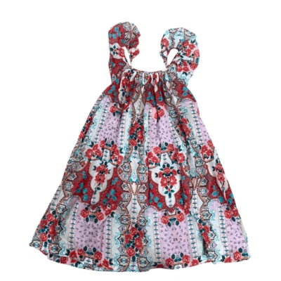 Seafolly 100% cotton Multi Print Frill Dress cover up Girls Size 7 New - Image 1 of 4