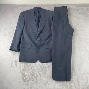 Tuta vintage Yves Saint Laurent YSL 42R blu lana micro check plissettata 30Wx29L - Foto 1 di 20